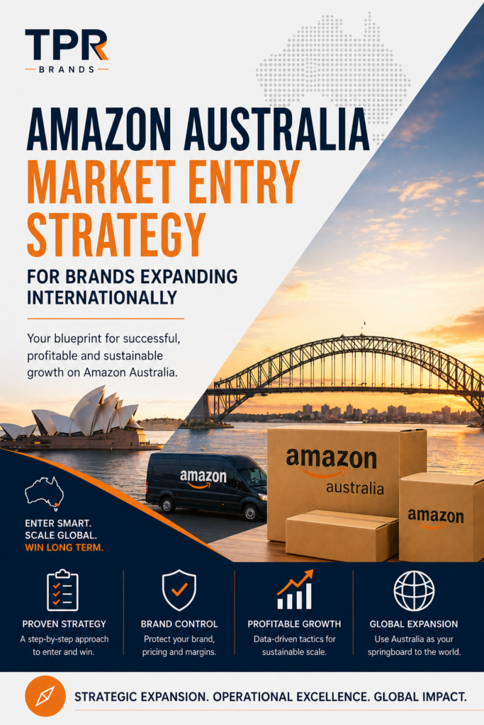 Brand preparing products for Amazon Australia market entry and international expansion strategy