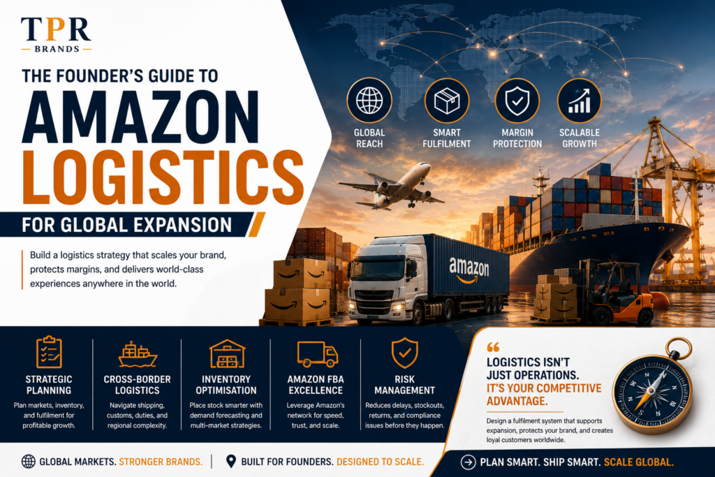 Global logistics strategy for international expansion showing supply chain and warehouse distribution