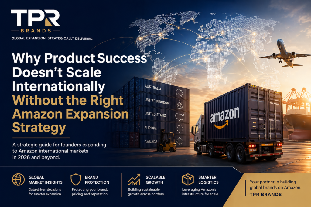 Founder preparing products for Amazon international expansion while planning global logistics strategy