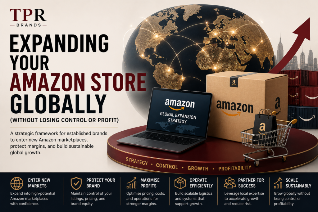 Amazon store global expansion strategy showing international ecommerce growth and logistics planning