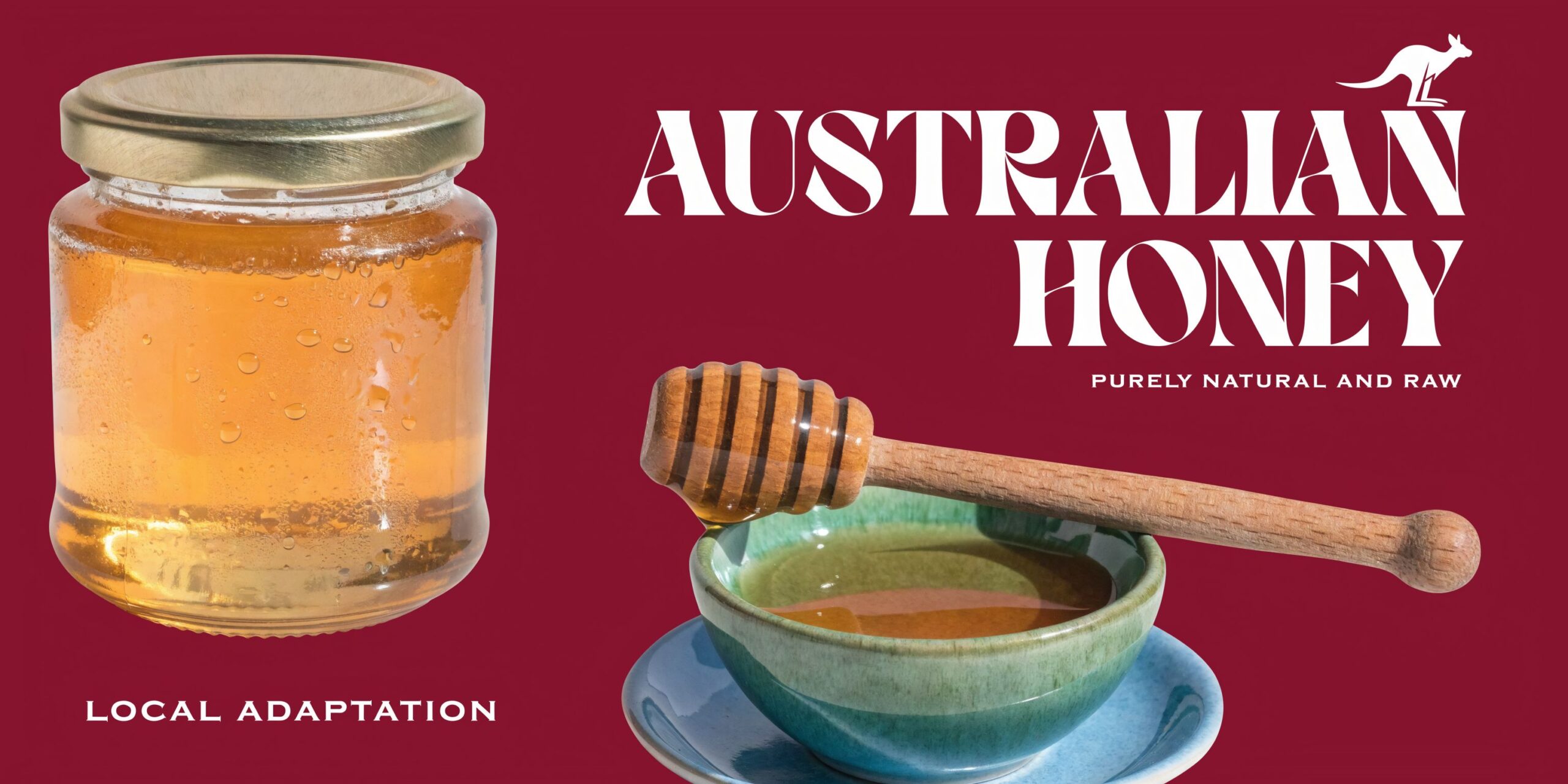 A jar of honey next to a small bowl filled with honey and a wooden honey dipper.