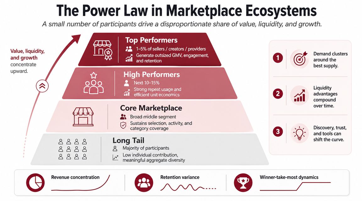 The Power Law in Marketplace Ecosystems